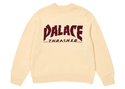 Pre-owned Palace Men's  X Thrasher Knit In Off White