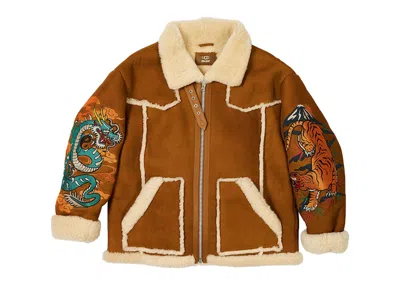 Pre-owned Palace Men's  X Ugg Shearling Jacket In Chestnut In Brown