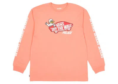 Pre-owned Palace Men's  X Vans Duck Out Longsleeve In Fusion Coral In Orange