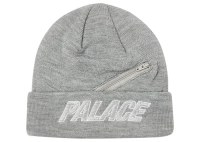 Pre-owned Palace Men's  Zip Pocket Beanie In Grey Marl In Gray