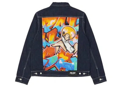 Pre-owned Palace Men's  Zomby Denim Jacket In Indigo In Purple