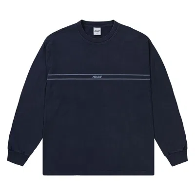 Pre-owned Palace Pigment Font Long-sleeve 'navy' | Blue | Men's Size Xl