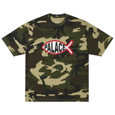 Pre-owned Palace Plaice T-shirt 'woodland Camo' | Green | Men's Size Xl