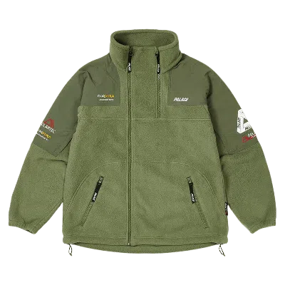 Pre-owned Palace Polartec Double Zip Funnel 'olive' In Green