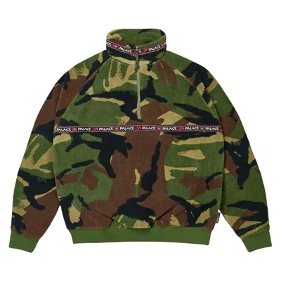 Pre-owned Palace Polartec Om 45661 Zip 'woodland Camo' | Green | Men's Size M