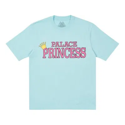 Palace Princess Alphabet Pattern Short Sleeve Unisex Light Blue