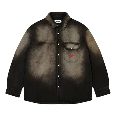 Pre-owned Palace Scripty Denim Shirt 'sand Wash Black' | Men's Size M