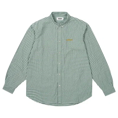 Pre-owned Palace Seersucker Oxford Shirt 'green Gingham' | Men's Size S
