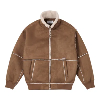 Pre-owned Palace Sherpa Faux Suede Funnel 'caked Brown' | Men's Size M