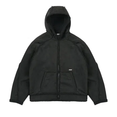 Pre-owned Palace Sherpa Faux Suede Hooded Jacket 'black' | Men's Size Xl