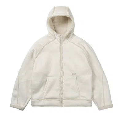 Pre-owned Palace Sherpa Faux Suede Hooded Jacket 'white' | Men's Size L