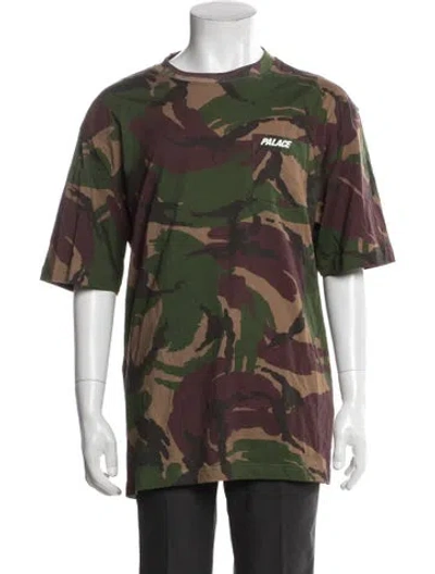Pre-owned Palace Skateboards Camouflage Print Crew Neck T-shirt In Green
