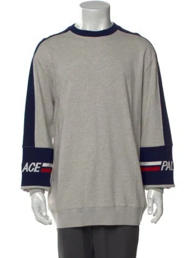 Pre-owned Palace Skateboards Colorblock Pattern Crew Neck Sweatshirt In Gray
