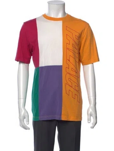 Pre-owned Palace Skateboards Colorblock Pattern Crew Neck T-shirt In Orange