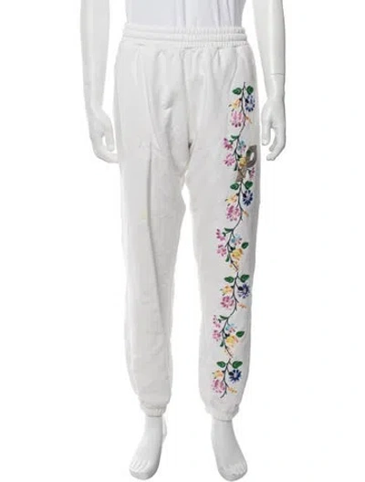 Pre-owned Palace Skateboards Floral Print Sweatpants In White