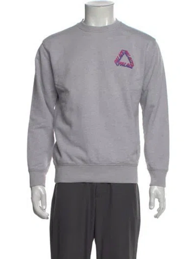 Pre-owned Palace Skateboards Graphic Print Crew Neck Henley In Gray