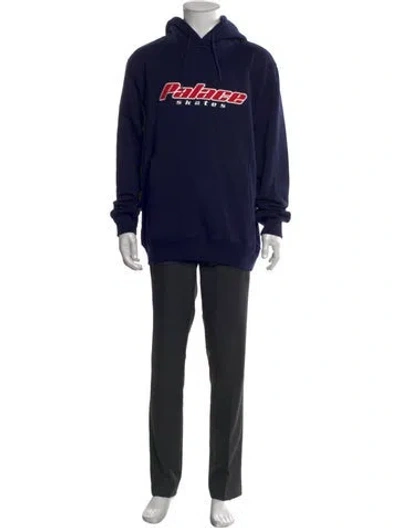 Pre-owned Palace Skateboards Graphic Print Crew Neck Hoodie In Blue