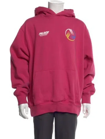 Pre-owned Palace Skateboards Graphic Print Crew Neck Hoodie In Burgundy