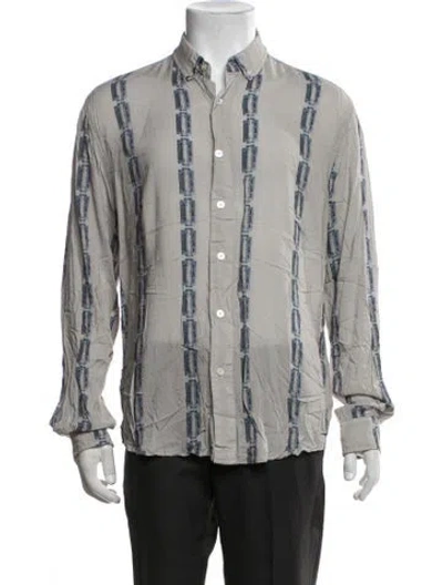 Pre-owned Palace Skateboards Graphic Print Long Sleeve Dress Shirt In Grey