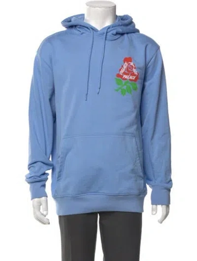 Pre-owned Palace Skateboards Graphic Print Mock Neck Hoodie In Blue
