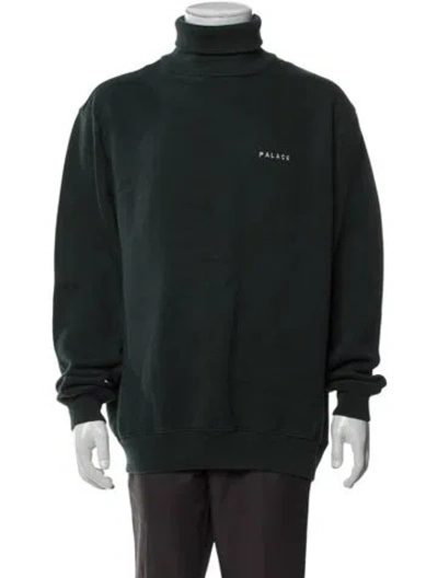 Pre-owned Palace Skateboards Graphic Print Mock Neck Sweatshirt In Green