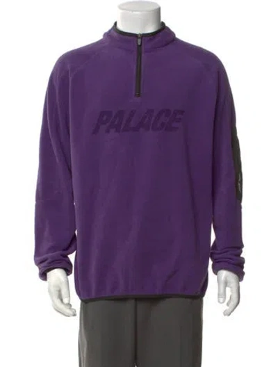 Pre-owned Palace Skateboards Graphic Print Mock Neck Sweatshirt In Purple