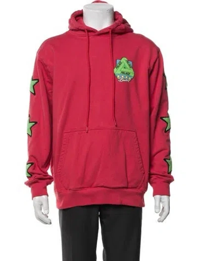 Pre-owned Palace Skateboards Graphic Print V-neck Hoodie In Red
