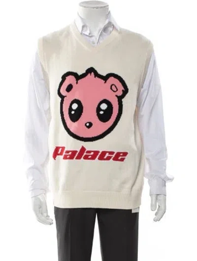Pre-owned Palace Skateboards Graphic Print V-neck Sweater Vest In Neutral
