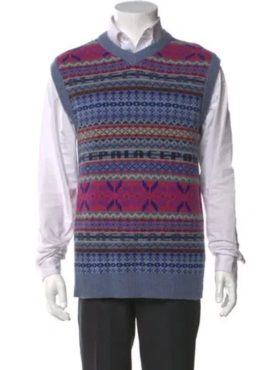 Pre-owned Palace Skateboards Lambswool Striped Sweater Vest In Blue