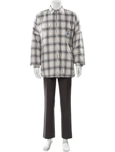 Pre-owned Palace Skateboards Plaid Print Overcoat In Gray