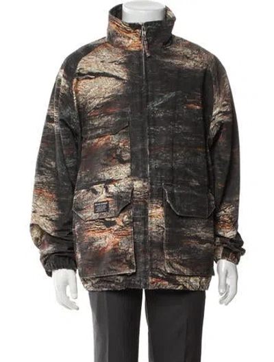 Pre-owned Palace Skateboards Printed Puffer Coat In Brown