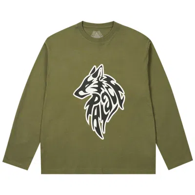 Pre-owned Palace Sketchy Lone Wolf Long-sleeve 'the Deep Green' | Men's Size L