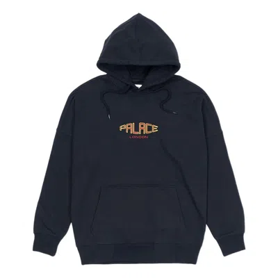 Palace Spaced Logo Drop Shoulder Hoodie 'navy' In Black