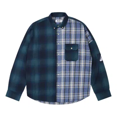 Palace Kids'  Ss26 Patchy Flannel Shirt 'blue'