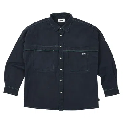 Pre-owned Palace Stitch Up Drop Shoulder Shirt 'navy' | Blue | Men's Size Xl