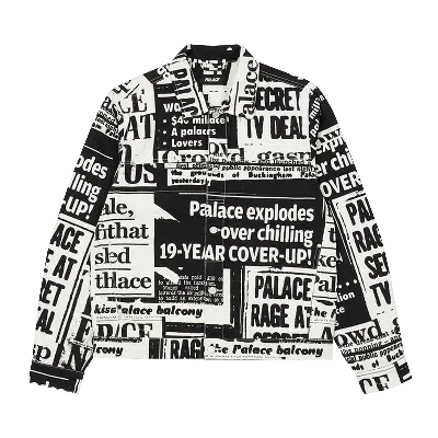 Pre-owned Palace Tabloid Denim Jacket 'black' In Multi-color