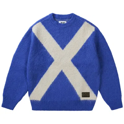 Pre-owned Palace Too Hairy Flag Knit 'scotland' | Blue | Men's Size Xl