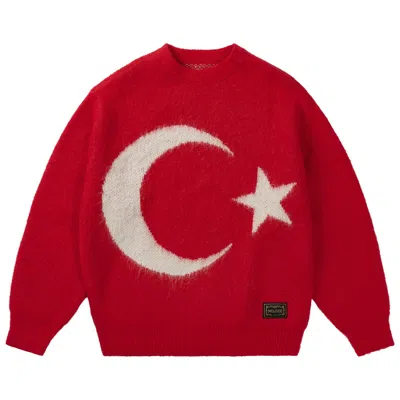 Pre-owned Palace Too Hairy Flag Knit 'türkiye' | Red | Men's Size Xl