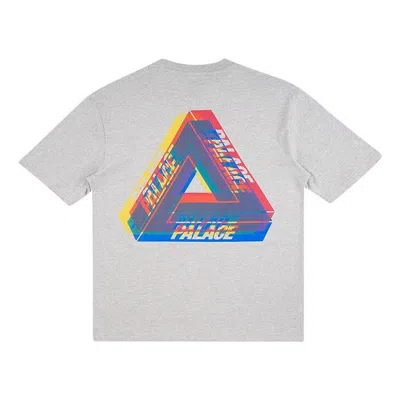 Palace Tri-ferg Colour Blur T-shirt Triangle Printing Pattern Short Sleeve Unisex Gray