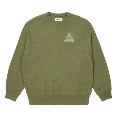 Pre-owned Palace Tri-ferg Slub Crew 'olive' In Green