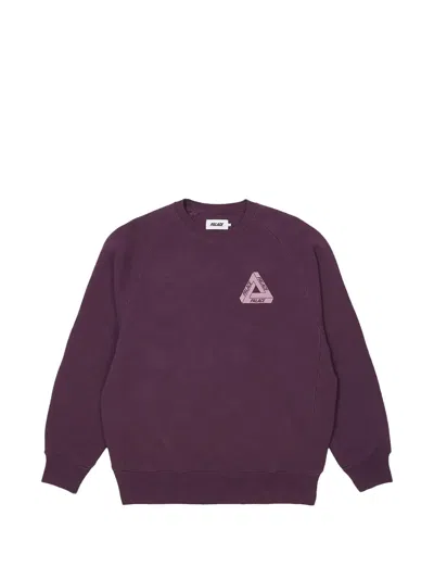 Palace Tri-ferg Slub Crew-neck Sweatshirt In Purple