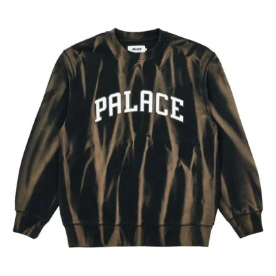 Palace Unisex Tie Dye Round-neck Letter Sweatshirt Black In Animal Print