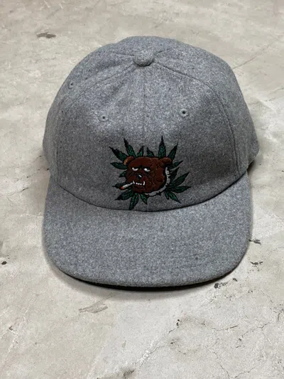 Pre-owned Palace Weed Bulldog Wool 6 Panel Hat In Grey