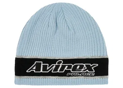 Pre-owned Palace X Avirex Nein Cuff Beanie In Chill Blue