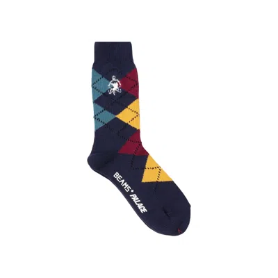 Pre-owned Palace X Beams Plus Argyle Socks 'peacoat'