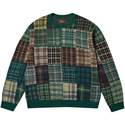 Pre-owned Palace X Beams Plus Patchwork Crew Knit 'jacquard Green'