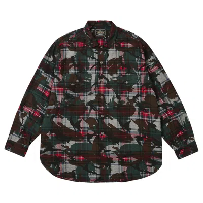 Pre-owned Palace X Beams Plus Work Shirt 'grey Tartan Camo' | Men's Size Xl