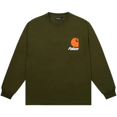 Pre-owned Palace X Carhartt Wip Logo Long-sleeve 'plant' | Green | Men's Size S