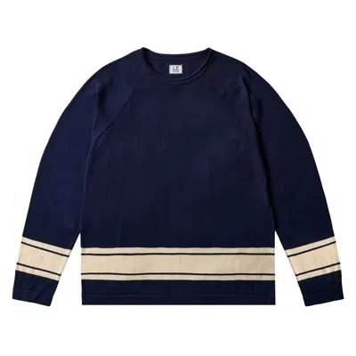 Pre-owned Palace X C.p. Company Cotton Sea Island Mock Neck Knit 'navy' | Blue | Men's Size L
