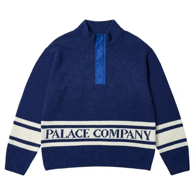 Pre-owned Palace X C.p. Company Funnel Neck Knit 'bright Cobalt' In Blue